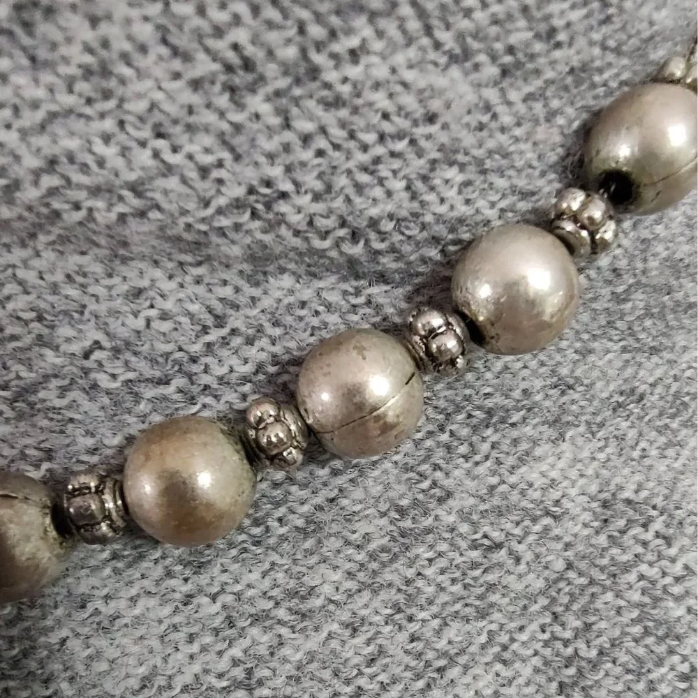 Stunning Silver Toned Wire and Beads Ornate Choker Earring Set Bisou Bisou - Picture 4 of 8